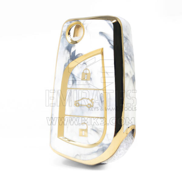 Nano cubierta de mármol de alta calidad para llave remota Toyota Flip, 3 botones, Color blanco, TYT-C12J3