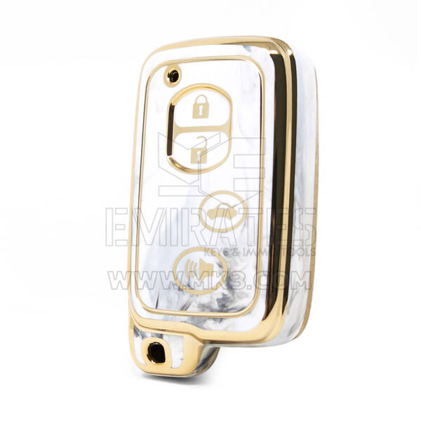 Nano cubierta de mármol de alta calidad para llave remota Toyota, 4 botones, Color blanco, TYT-H12J4