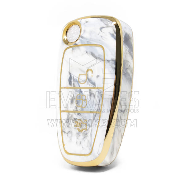 Capa de mármore nano de alta qualidade para chave remota Ford Flip 3 botões cor branca Ford-E12J