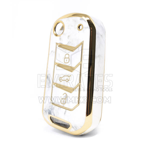 Nano couvercle en marbre de haute qualité pour clé télécommande Mahindra, 3 boutons, couleur blanche, MHD-A12J