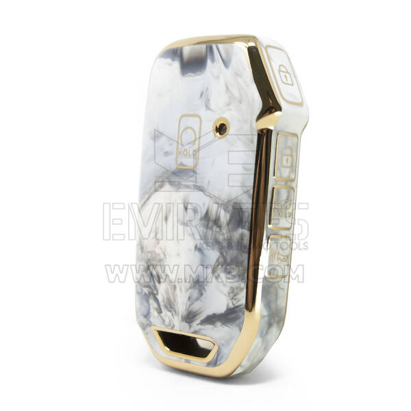 Нано-высококачественный мраморный чехол для удаленного ключа Kia с 5 кнопками белого цвета KIA-C12J5