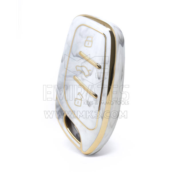 Nano couvercle en marbre de haute qualité pour clé télécommande Roewe, 3 boutons, couleur blanche, RW-B12J