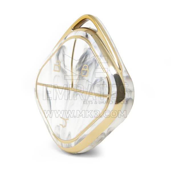 Nano couvercle en marbre de haute qualité pour clé télécommande Wuling, 3 boutons, couleur blanche, WL-E12J