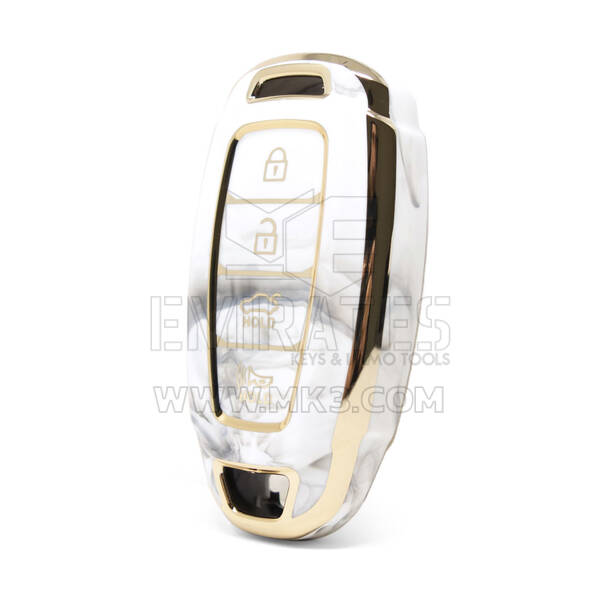 Nano cubierta de mármol de alta calidad para llave remota Hyundai, 4 botones, Color blanco, HY-D12J4A