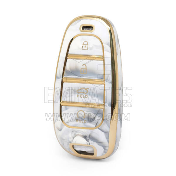 Nano cubierta de mármol de alta calidad para llave remota Hyundai, 4 botones, Color blanco, HY-H12J4B