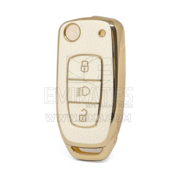 Nano – housse en cuir doré de haute qualité, pour clé télécommande TATA, 3 boutons, couleur blanche, TATA-B13J