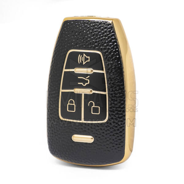Nano – housse en cuir doré de haute qualité, pour clé télécommande BAIC, 4 boutons, couleur noire, BQ-A13J