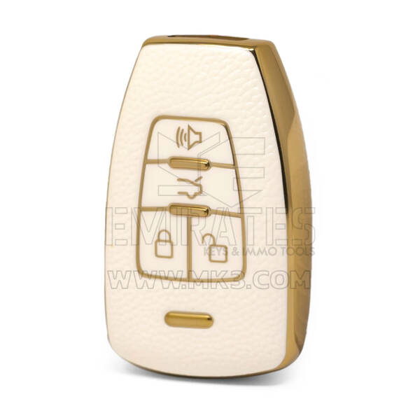 Nano – housse en cuir doré de haute qualité, pour clé télécommande BAIC, 4 boutons, couleur blanche, BQ-A13J