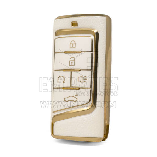 Nano – housse en cuir doré de haute qualité, pour clé télécommande Trumpchi, 5 boutons, couleur blanche, CQ-A13J