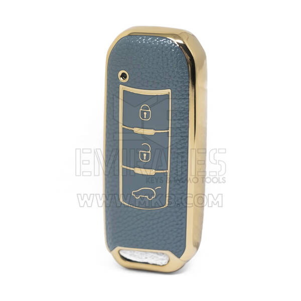 Nano – housse en cuir doré de haute qualité, pour clé télécommande Trumpchi, 3 boutons, couleur grise, CQ-C13J