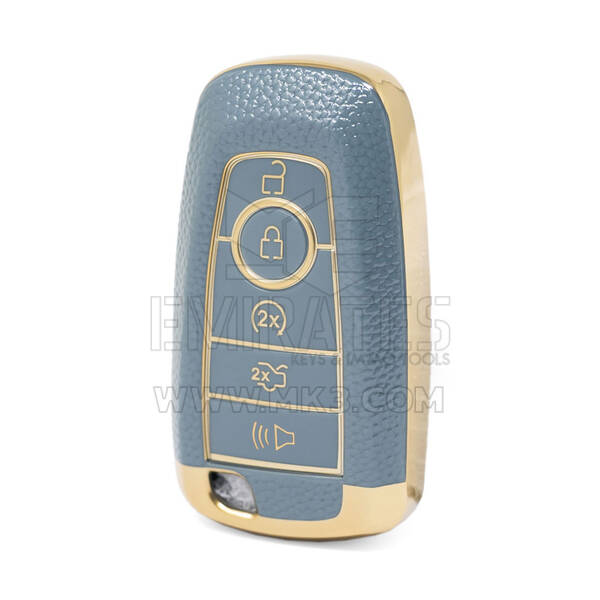 Capa de couro dourado nano de alta qualidade para chave remota Ford 5 botões cor cinza Ford-B13J5