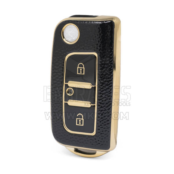 Nano – housse en cuir doré de haute qualité, pour clé télécommande Foton à 2 boutons, couleur noire FT-A13J