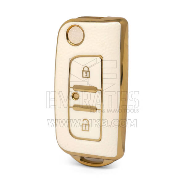 Nano – housse en cuir doré de haute qualité, pour clé télécommande Foton à 2 boutons, couleur blanche FT-A13J