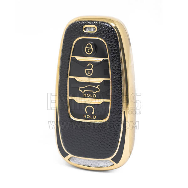 Nano – housse en cuir doré de haute qualité, pour clé télécommande Hongqi, 4 boutons, couleur noire, HQ-B13J