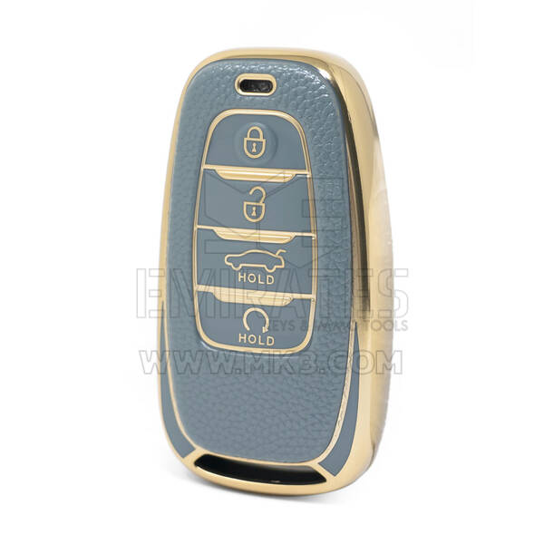 Nano – housse en cuir doré de haute qualité, pour clé télécommande Hongqi, 4 boutons, couleur grise, HQ-B13J