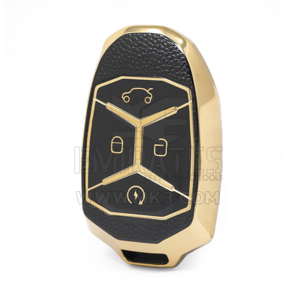 Nano – housse en cuir doré de haute qualité, pour clé télécommande Lynk & Co, 4 boutons, couleur noire, LC-A13J