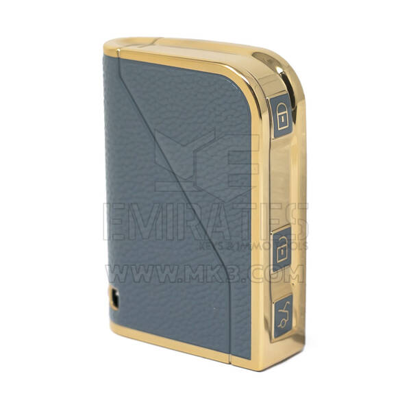 Cover in pelle dorata Nano di alta qualità per chiave remota Lynk & Co 3 pulsanti colore grigio LC-B13J