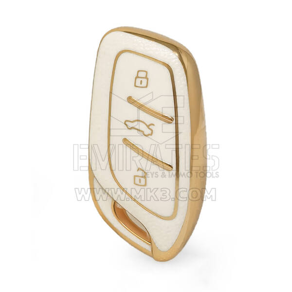 Cover in pelle dorata Nano di alta qualità per chiave remota Roewe 3 pulsanti colore bianco RW-B13J