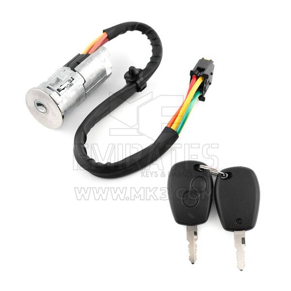 Renault Clio Dacia Logan Sandero Ignition Lock 2 x Plastic Keys with Remote Button 4 Pin - 6001546809 / 806013230R