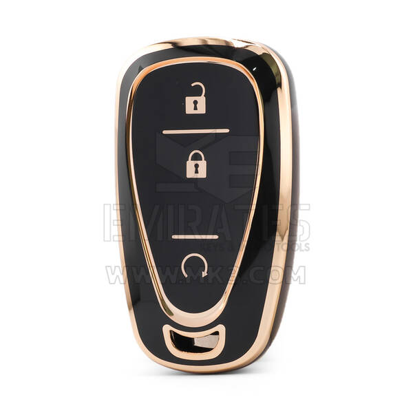 Nano High Quality Cover For Chevrolet Remote Key 3 Button Black Color CRL-B11J3A