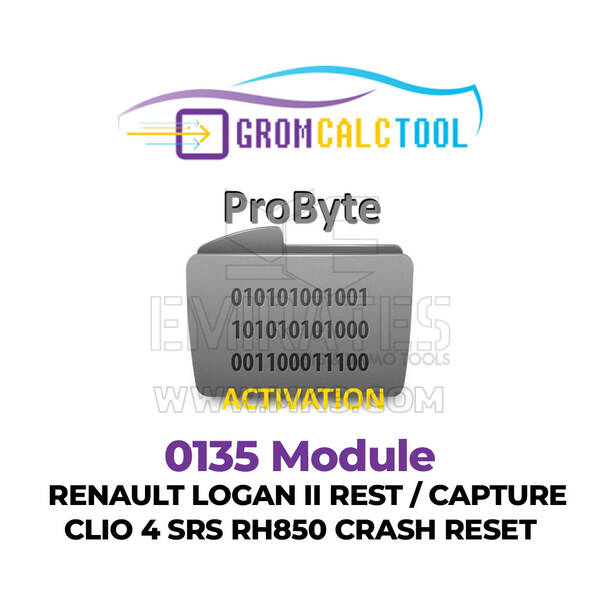 GromCalcTool 0135 Módulo Renault Logan II Rest / Capture / Clio 4 SRS RH850 Crash Reset