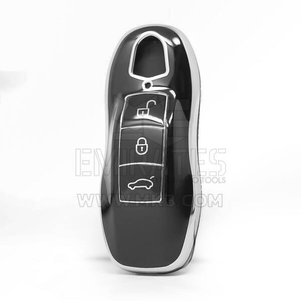 Nano High Quality Cover For Porsche Remote Key 3 Button Black Color Silver Frame PSC-A11Y