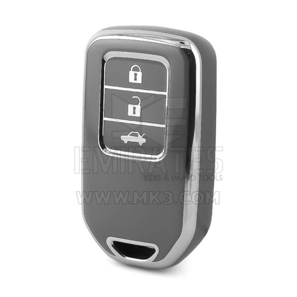 Высококачественный чехол Nano для дистанционного ключа Honda с 3 кнопками, темно-серый цвет, серебристая оправа, HD-A11Y3A