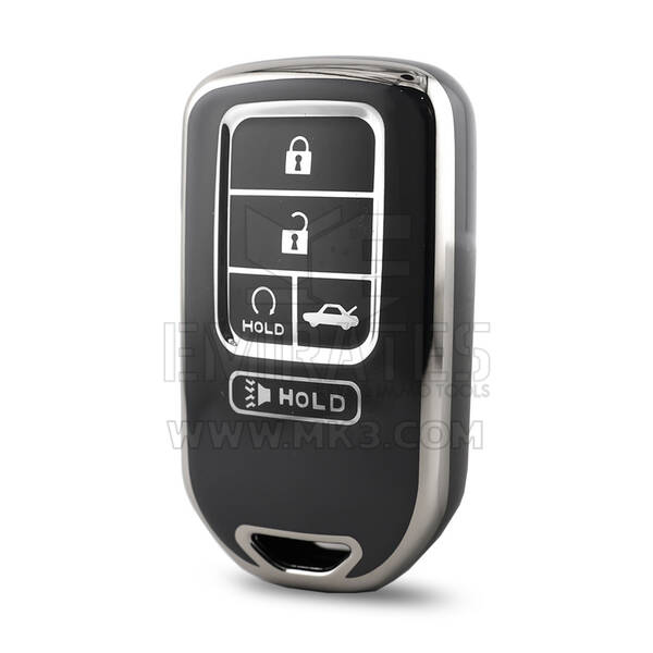 Нано Высококачественный Чехол Для Дистанционного Ключа Honda 5 Кнопок Черный Цвет Серебряная Рамка HD-A11Y5