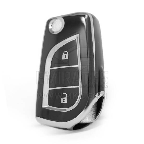 Nano High Quality Cover For Toyota Remote Key 2 Button Black Color Silver Frame TYT-C11Y2