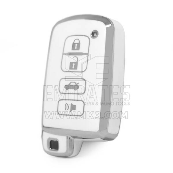 Nano High Quality Cover For Toyota Remote Key 4 Button White Color Silver Frame TYT-D11Y4