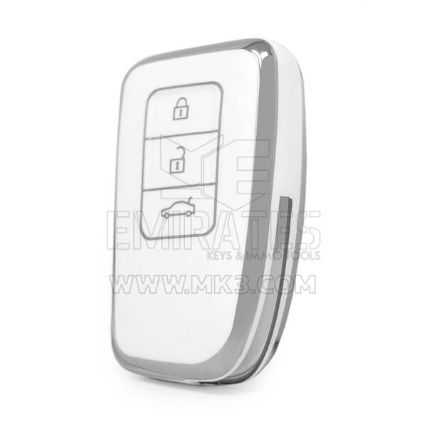 Nano High Quality Cover For Lexus Remote Key 3 Button White Color Silver Frame LXS-A11Y3