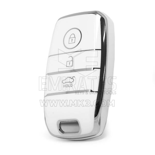 Nano High Quality Cover For KIA Remote Key 3 Button White Color Silver Frame KIA-A11Y3