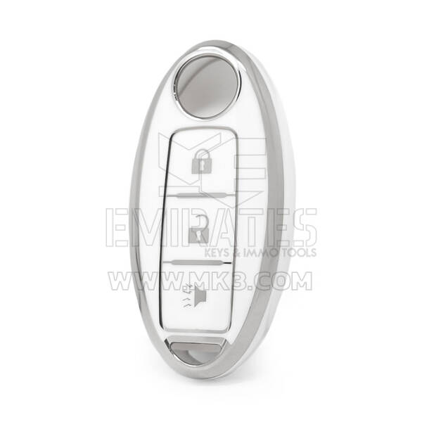 Nano High Quality Cover For Nissan Remote Key 3 Button White Color Silver Frame NS-A11Y3A