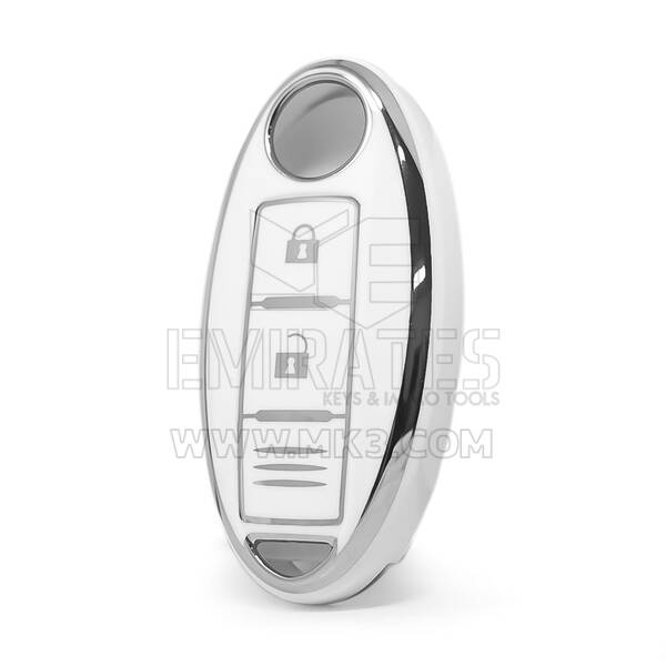 Nano High Quality Cover For Nissan Remote Key 2 Button White Color Silver Frame NS-A11Y3C