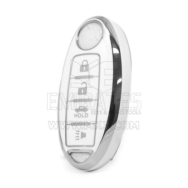 Nano High Quality Cover For Nissan Remote Key 4 Button White Color Silver Frame NS-A11Y4A