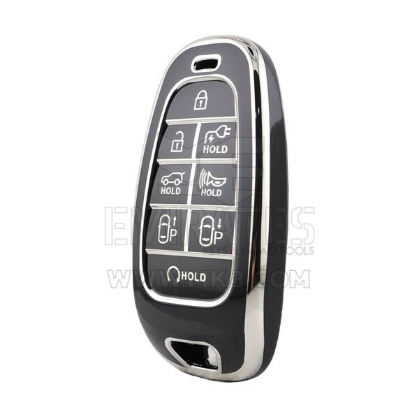 Nano High Quality Cover For Hyundai Remote Key 8 Button Black Color Silver Frame HY-H11Y8
