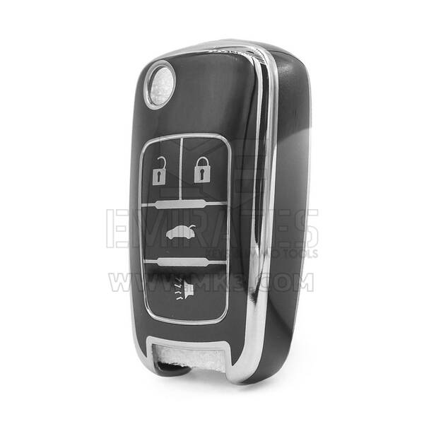 Nano High Quality Cover For Chevrolet Remote Key 4 Button Black Color Silver Frame CRL-A11Y4