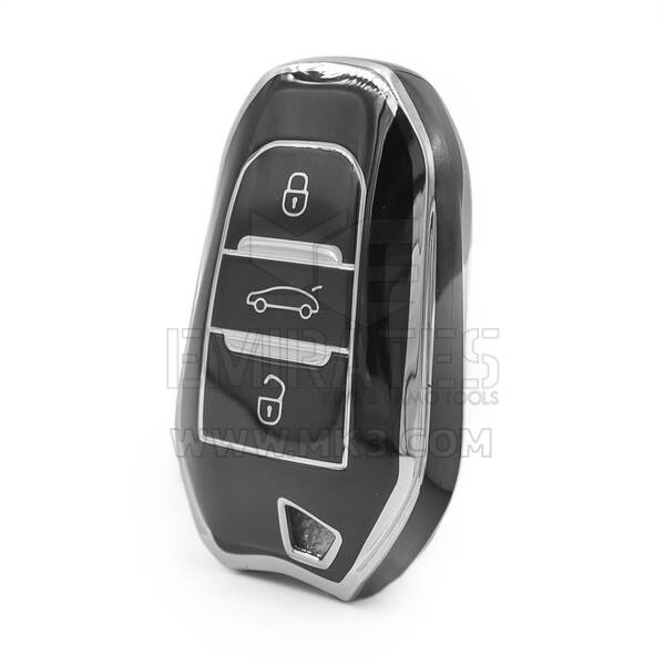 Nano High Quality Cover For Peugeot Remote Key 3 Button Black Color Silver Frame PG-A11Y