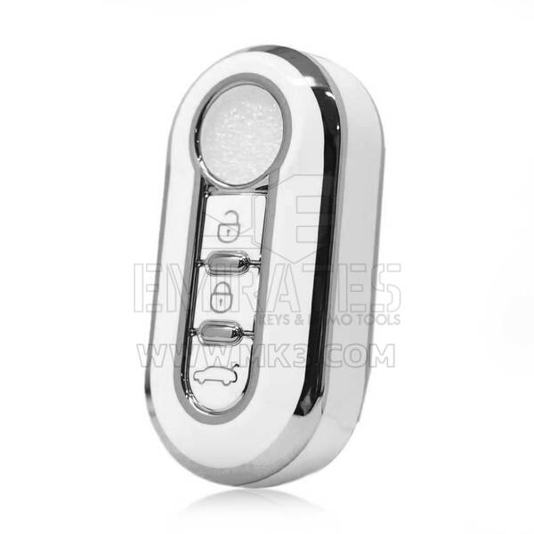 Nano High Quality Cover For Fiat Remote Key 3 Button White Color Silver Frame FIAT-A11Y