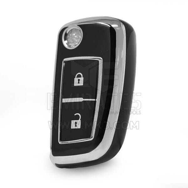 Nano High Quality Cover For Nissan Remote Key 2 Button Black Color Silver Frame NS-B11Y2