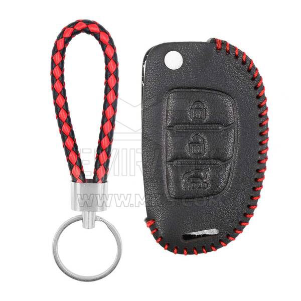 Funda de cuero para llave remota Hyundai Flip 3 botones