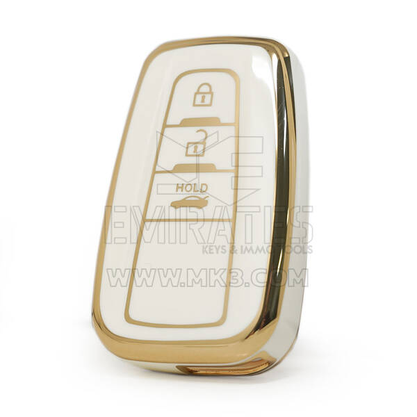 Cubierta Nano de alta calidad para Toyota RAV4 Corolla, llave remota, 3 botones, Color blanco