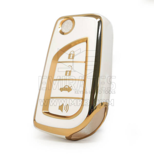 Cubierta Nano de alta calidad para Toyota Flip Remote Key 3 + 1 botones Color blanco