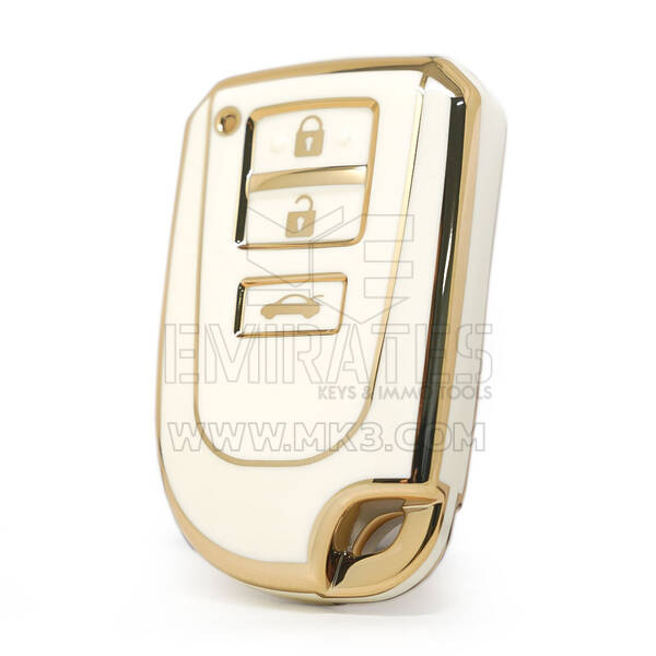 Nano cubierta de alta calidad para Toyota Vios Yaris llave remota 3 botones Color blanco
