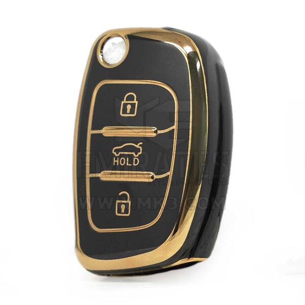 Cubierta Nano de alta calidad para Hyundai Sonata Flip Remote Key 3 botones Color negro