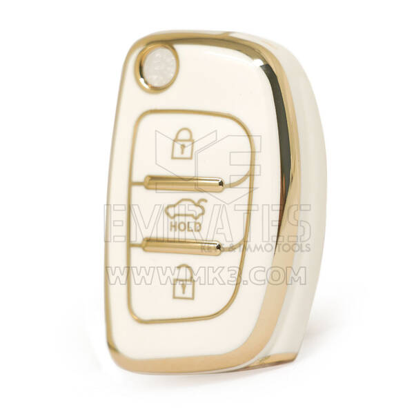 Cubierta Nano de alta calidad para Hyundai Sonata Flip Remote Key 3 botones Color blanco