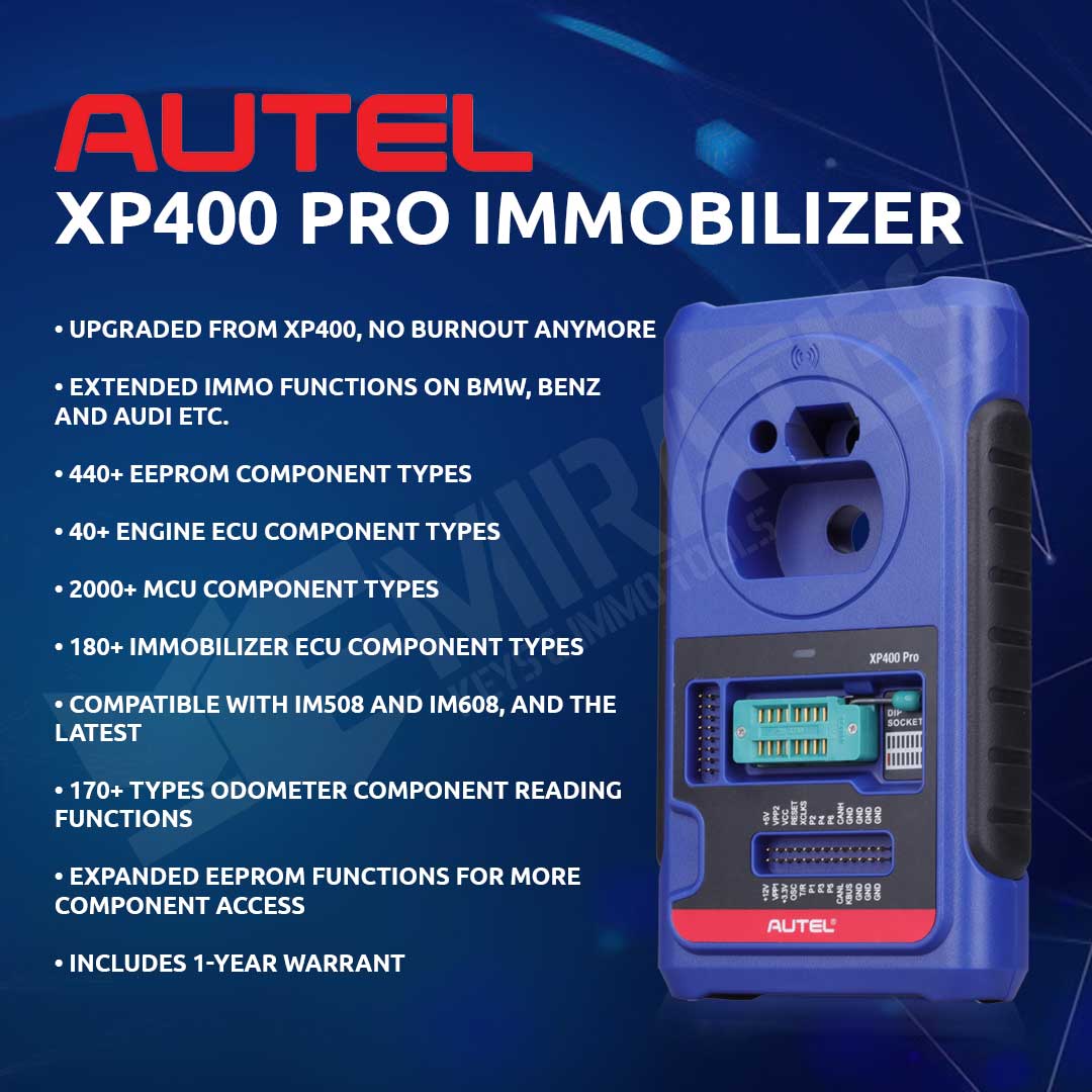 Autel XP400Pro is a replacement for XP400. It adds more functionality for BM-W, Merc-edes-Be-nz, as well as EEPROM reading AUTEL XP400 PRO IMMOBILIZER