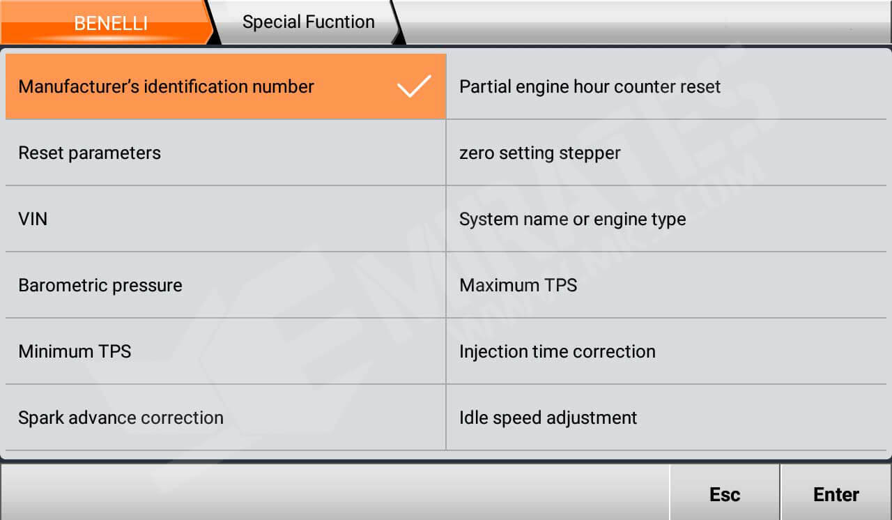 Fonction spéciale OBDStar MS80 BENELLI