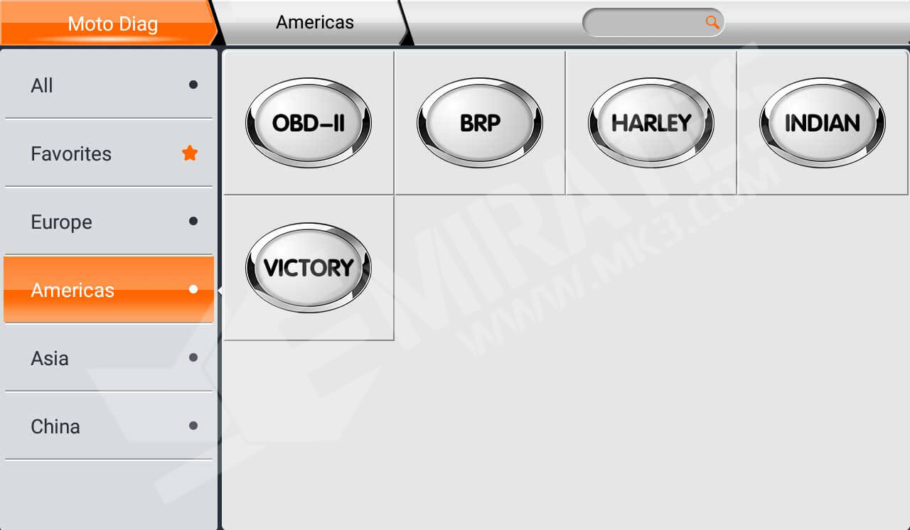 Page principale d'OBDStar MS80 Marque prise en charge par les Américains