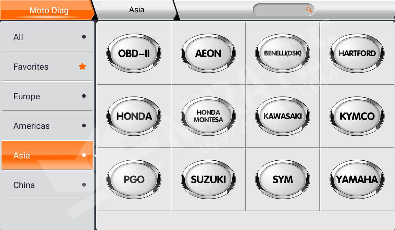 Page principale d'OBDStar MS80 Marque prise en charge par Ssia